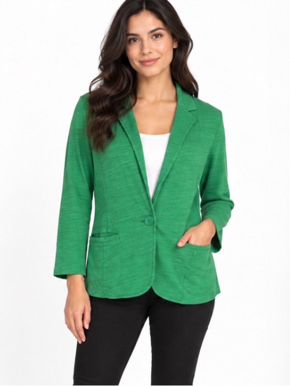 Caslon Green 100% Cotton Soft Blazer Jacket Size M